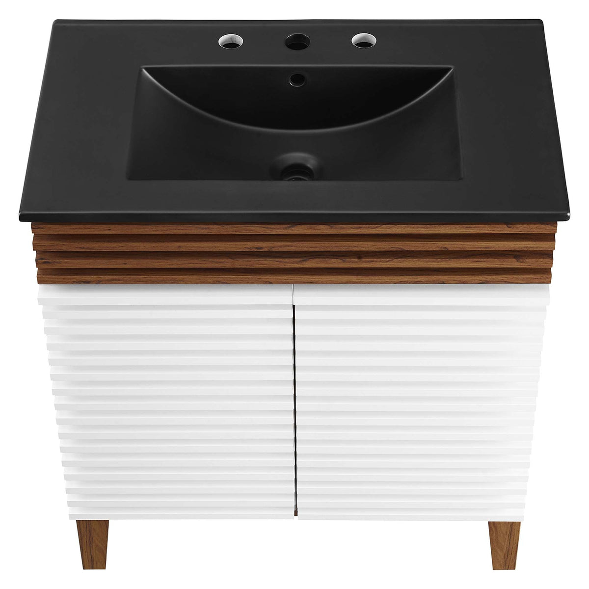Rendu meuble-lavabo avec vasque noire incluse