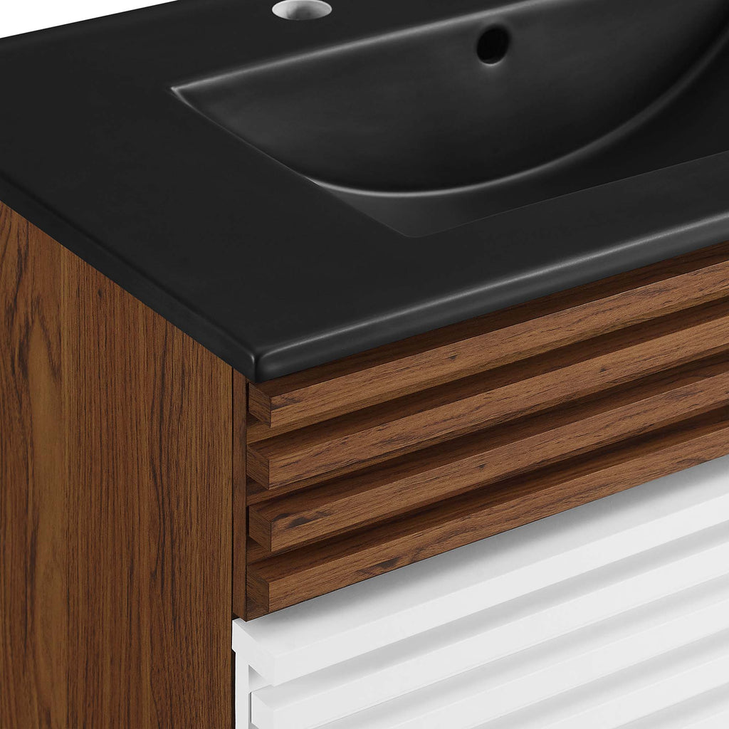 Rendu meuble-lavabo avec vasque noire incluse