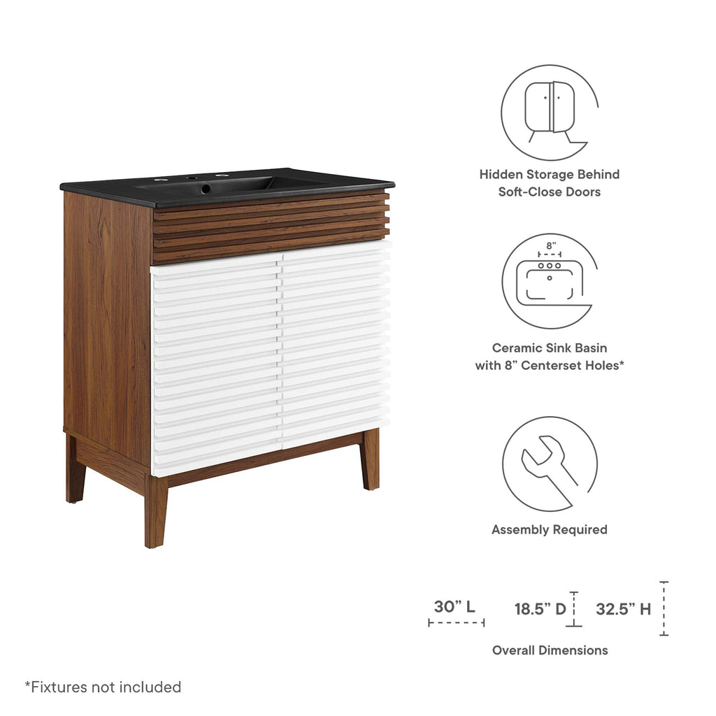 Rendu meuble-lavabo avec vasque noire incluse