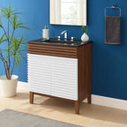 Rendu meuble-lavabo avec vasque noire incluse