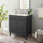 Rendu de meubles-lavabos de salle de bain de 30 et 36 po avec vasque blanche incluse