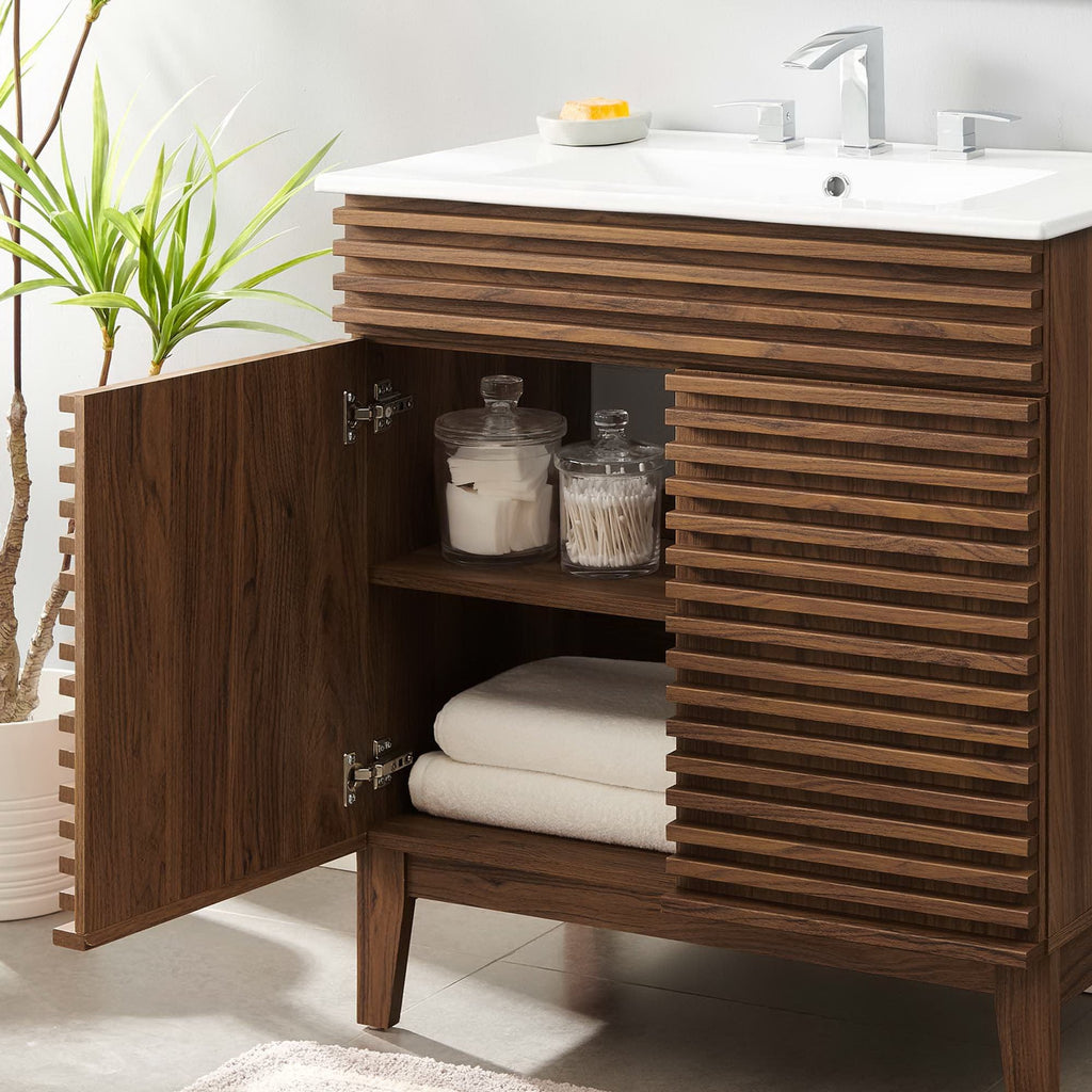 Rendu de meubles-lavabos de salle de bain de 30 et 36 po avec vasque blanche incluse