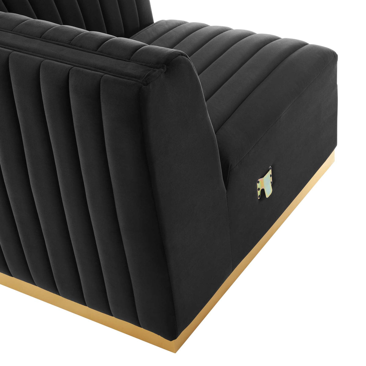 Fauteuil à accoudoir droit en velours capitonné Conjure Channel