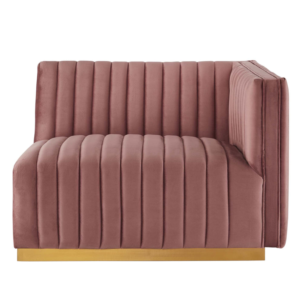 Fauteuil à accoudoir droit en velours capitonné Conjure Channel