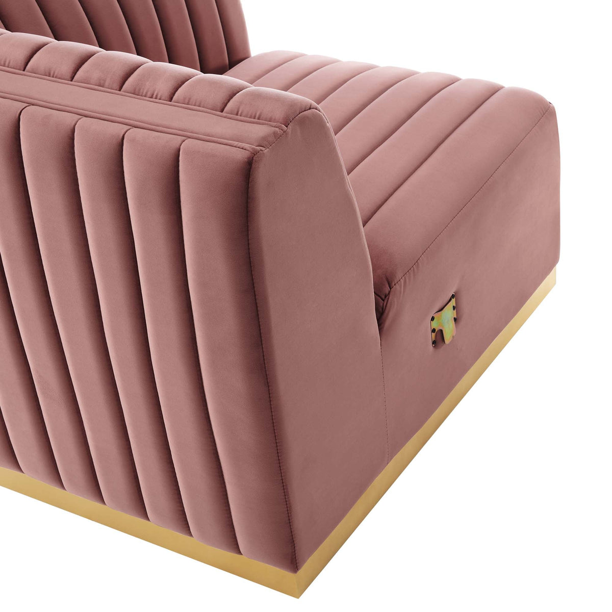 Fauteuil à accoudoir droit en velours capitonné Conjure Channel