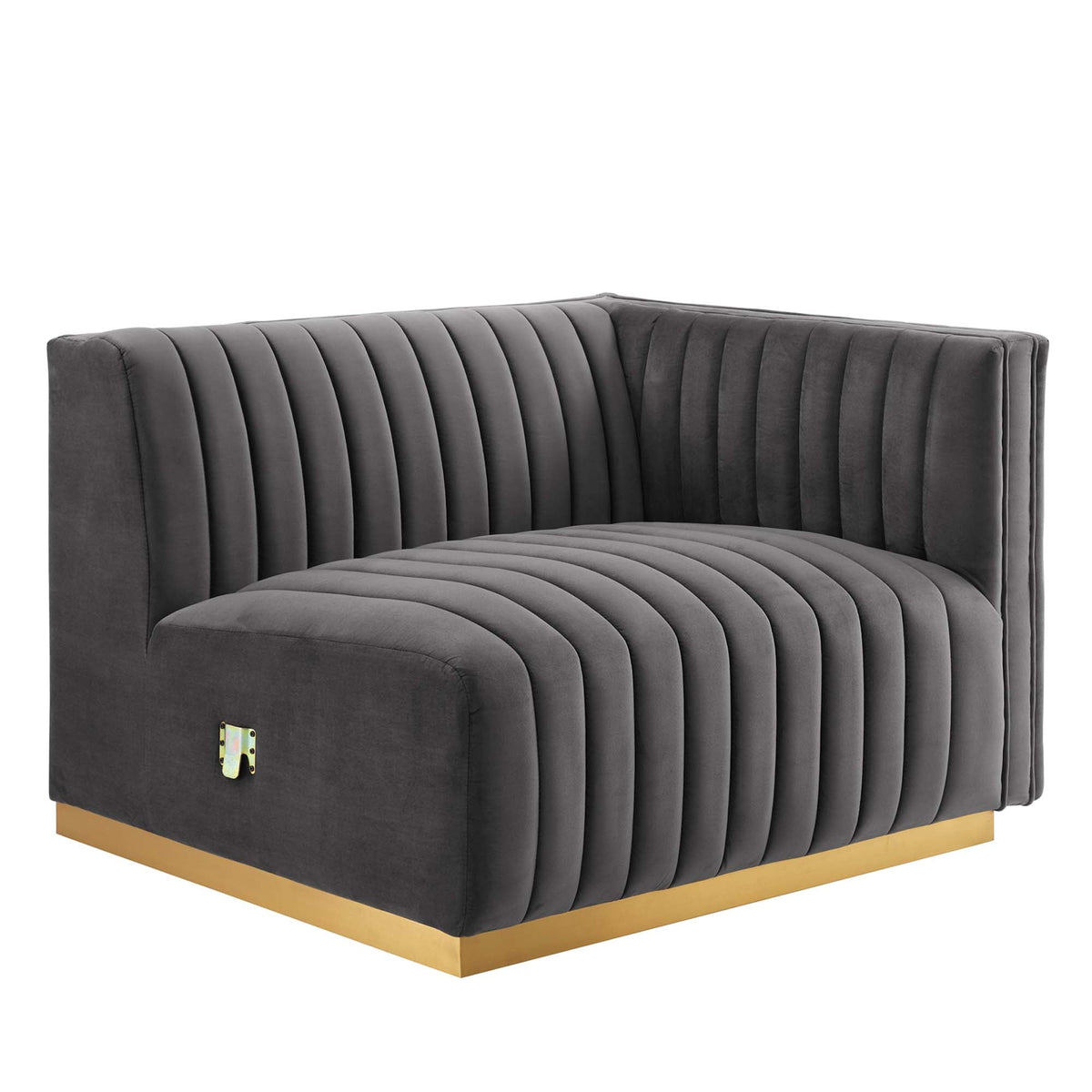 Fauteuil à accoudoir droit en velours capitonné Conjure Channel