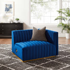 Fauteuil à accoudoir droit en velours capitonné Conjure Channel