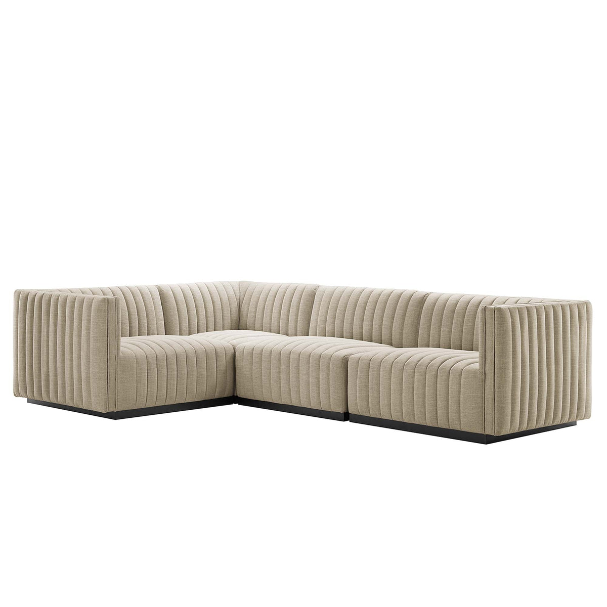 Sectionnel en tissu capitonné 4 pièces en forme de L Conjure