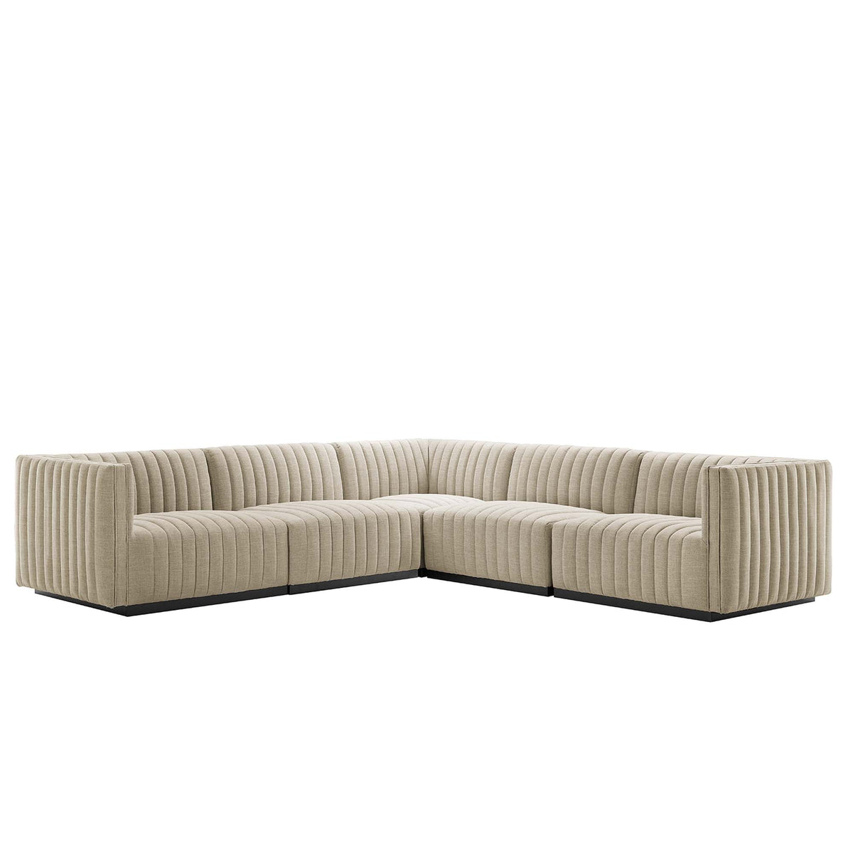 Canapé sectionnel d'angle 5 places rembourré en tissu capitonné "Channel Tufted" Conjure