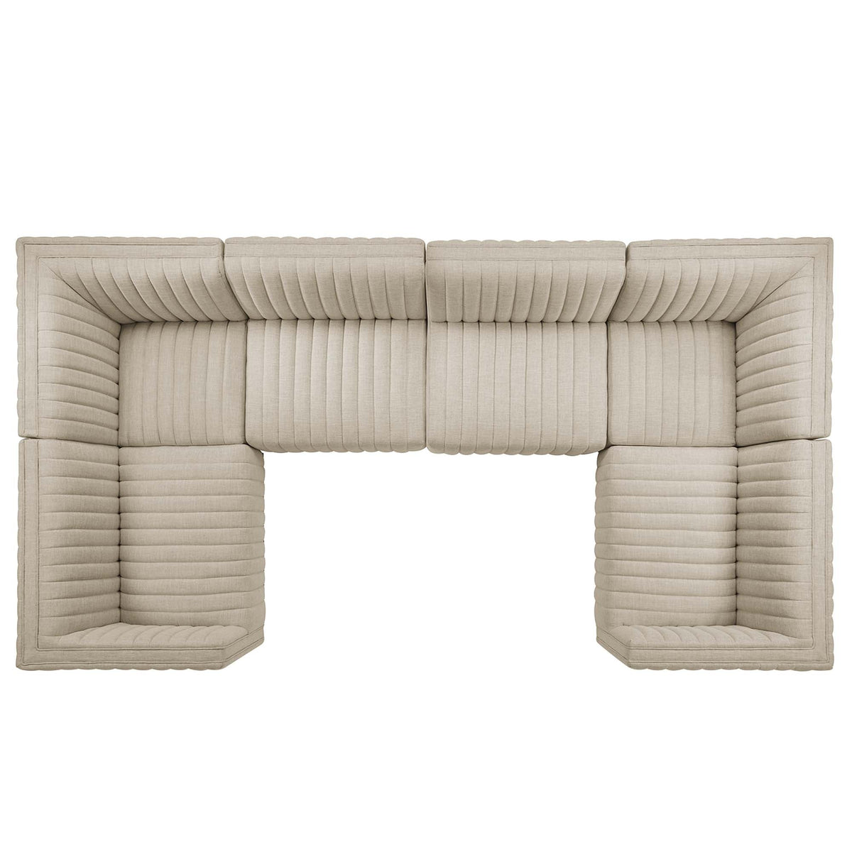 Sectionnel en U rembourré en tissu capitonné 6 pièces Conjure