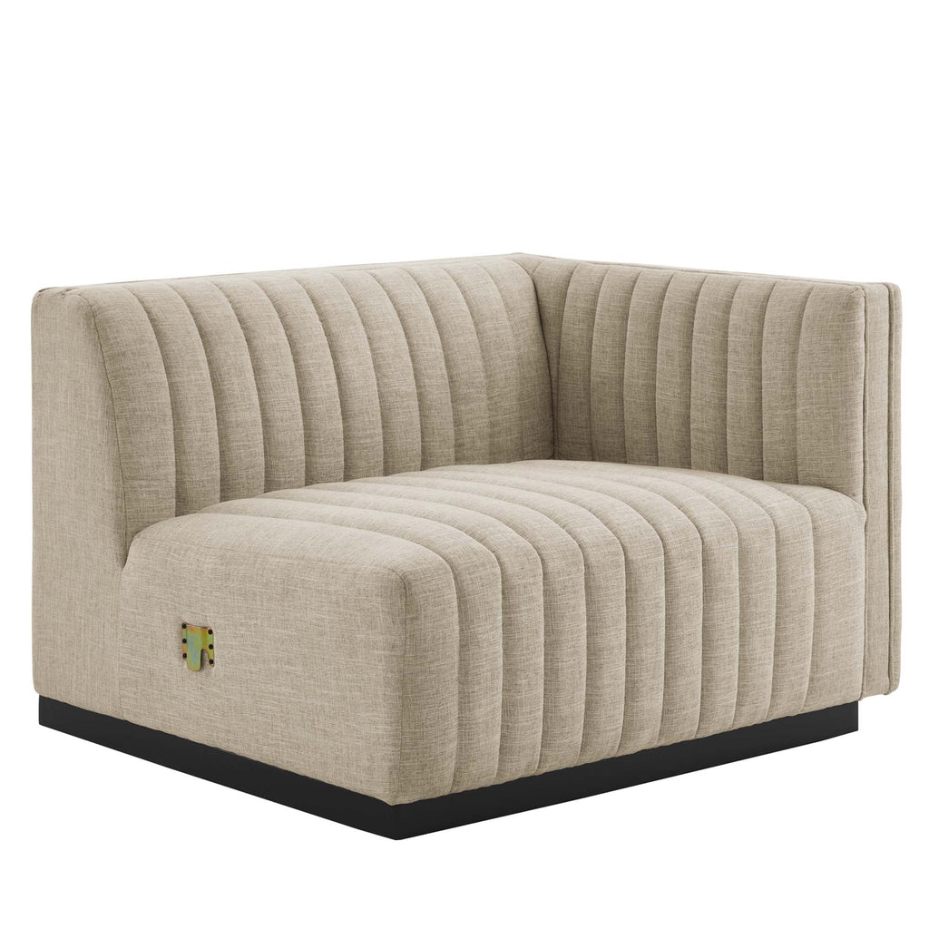 Sectionnel en tissu capitonné à 5 places Conjure