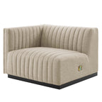Sectionnel en tissu capitonné à 5 places Conjure