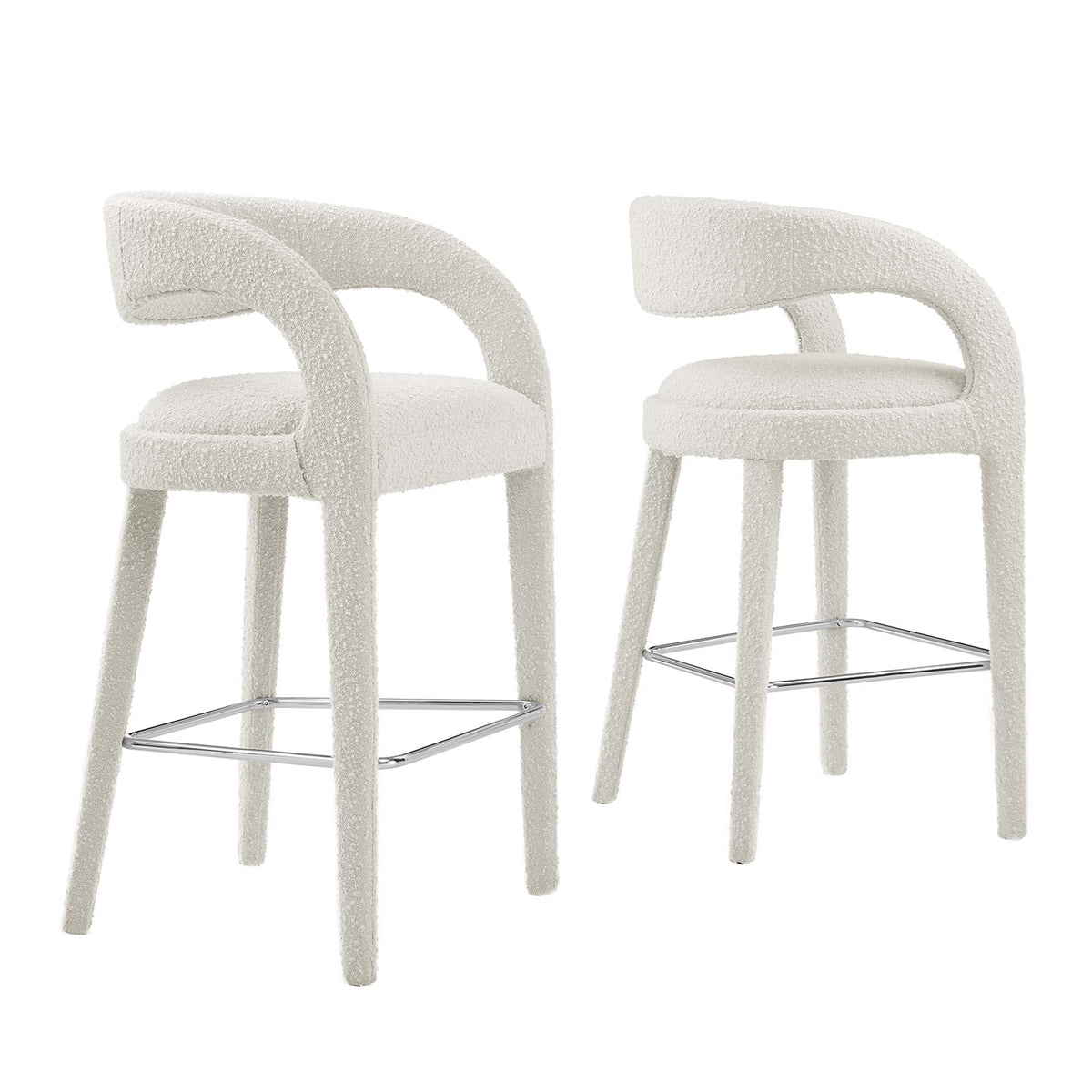 Lot de 2 tabourets de bar rembourrés en bouclette Pinnacle