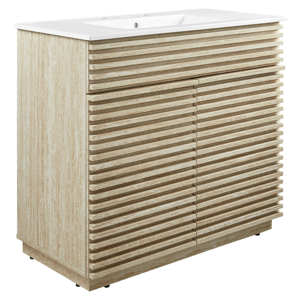Rendu de meubles-lavabos de salle de bain de 30 et 36 po avec vasque blanche incluse