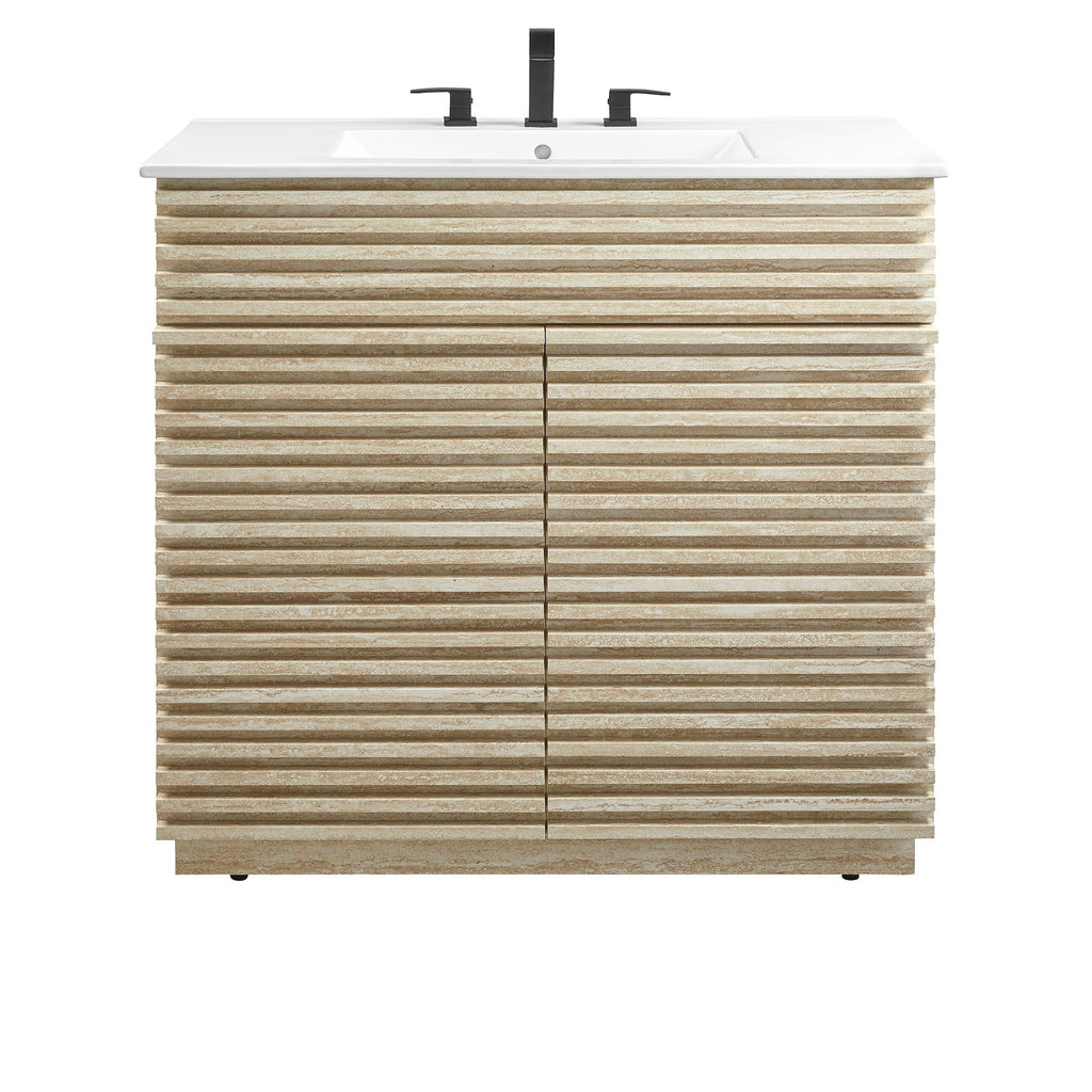 Rendu de meubles-lavabos de salle de bain de 30 et 36 po avec vasque blanche incluse