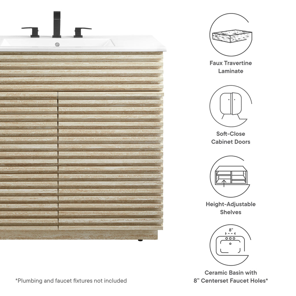 Rendu de meubles-lavabos de salle de bain de 30 et 36 po avec vasque blanche incluse