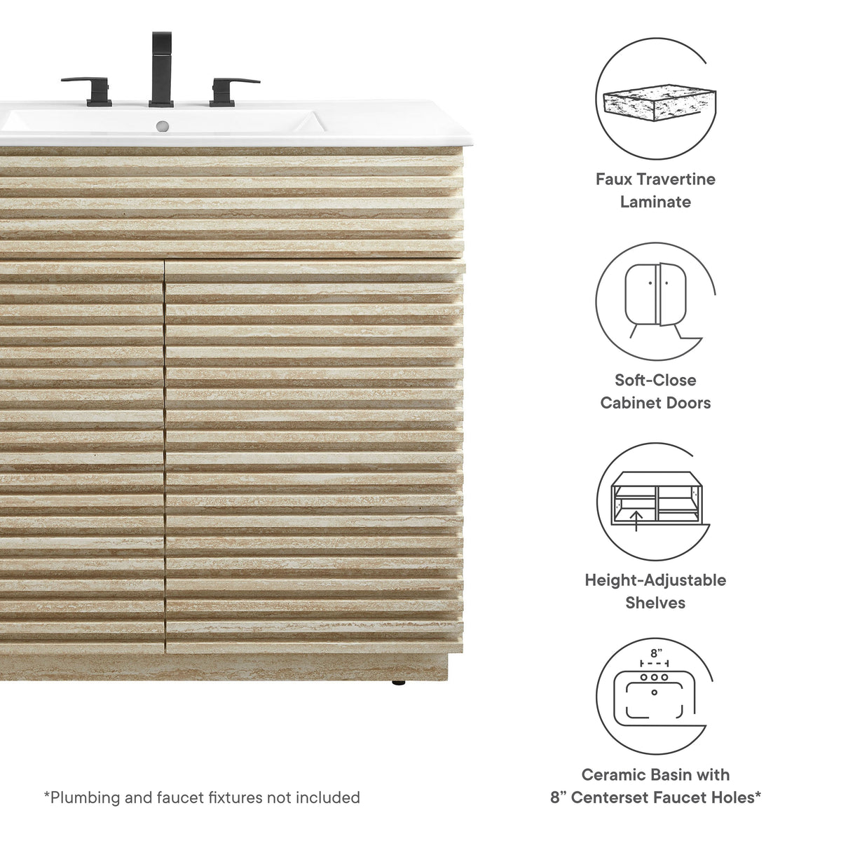 Rendu de meubles-lavabos de salle de bain de 30 et 36 po avec vasque blanche incluse