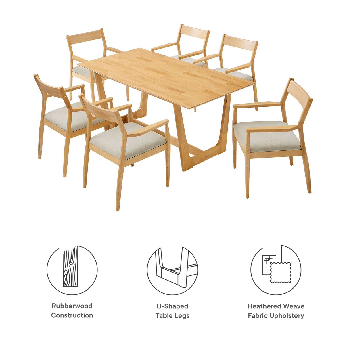 Ensemble de salle à manger 7 pièces en bois Solara