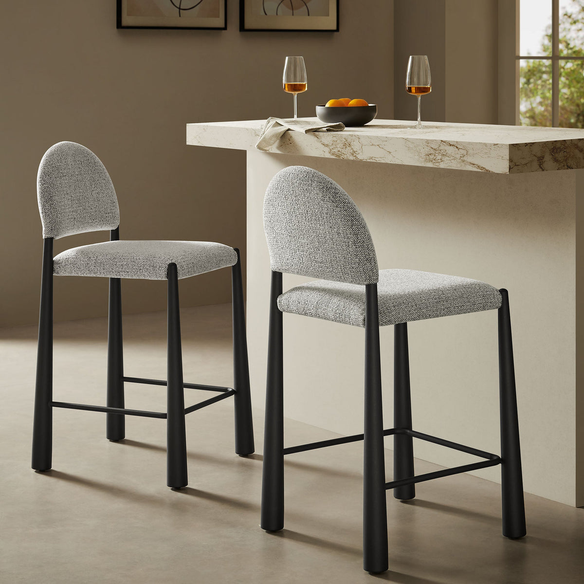 Tabouret de comptoir en tissu rembourré Hayley