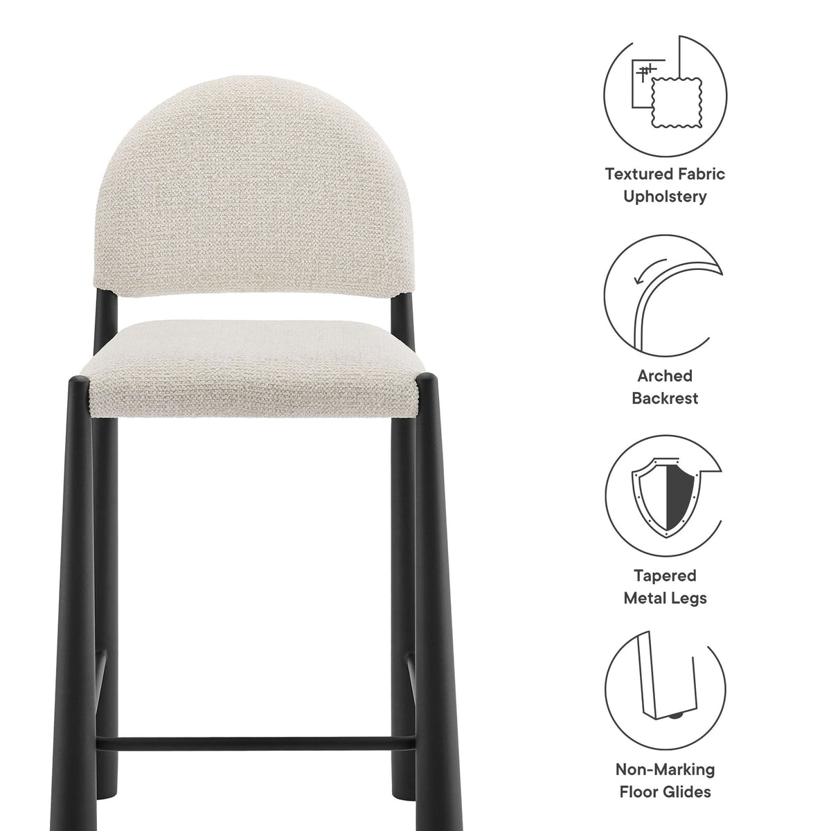 Tabouret de comptoir en tissu rembourré Hayley
