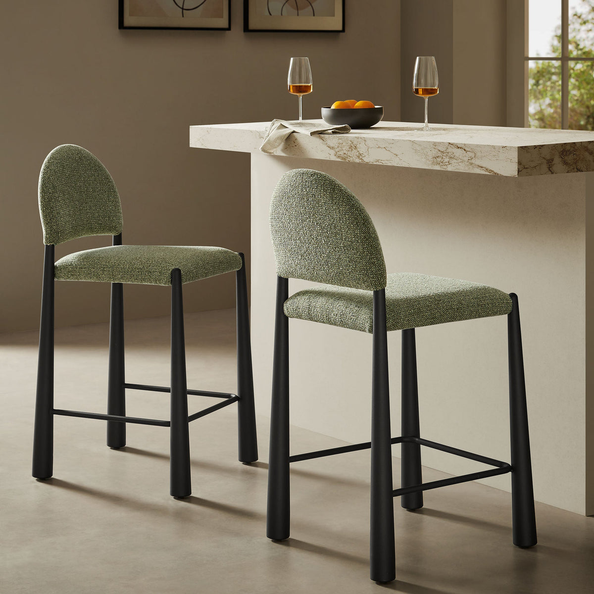 Tabouret de comptoir en tissu rembourré Hayley