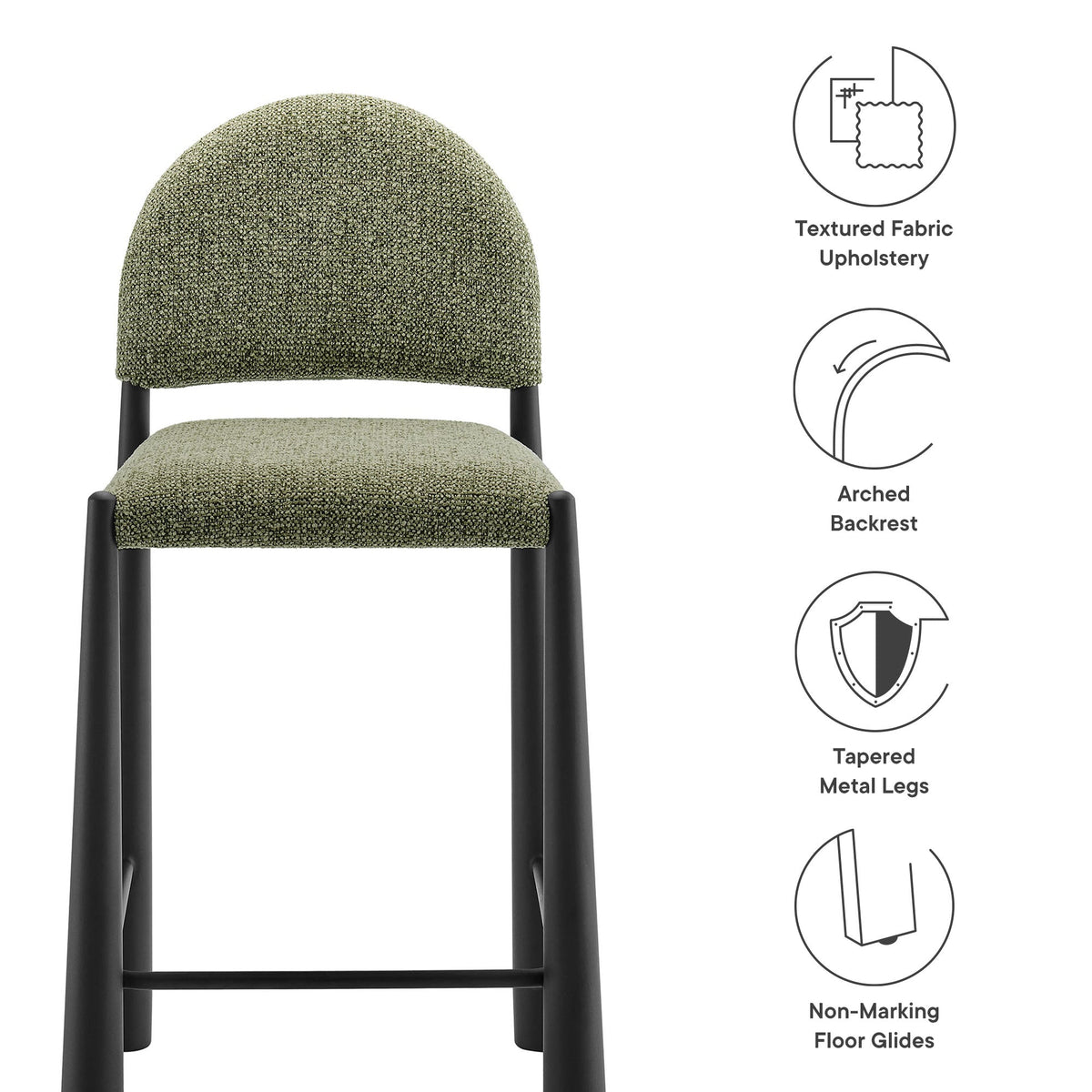 Tabouret de comptoir en tissu rembourré Hayley