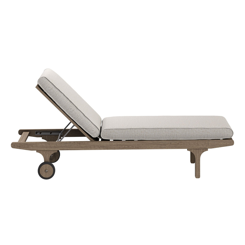 Ensemble de mobilier de jardin 3 pièces avec chaise longue en teck d'extérieur Saratoga