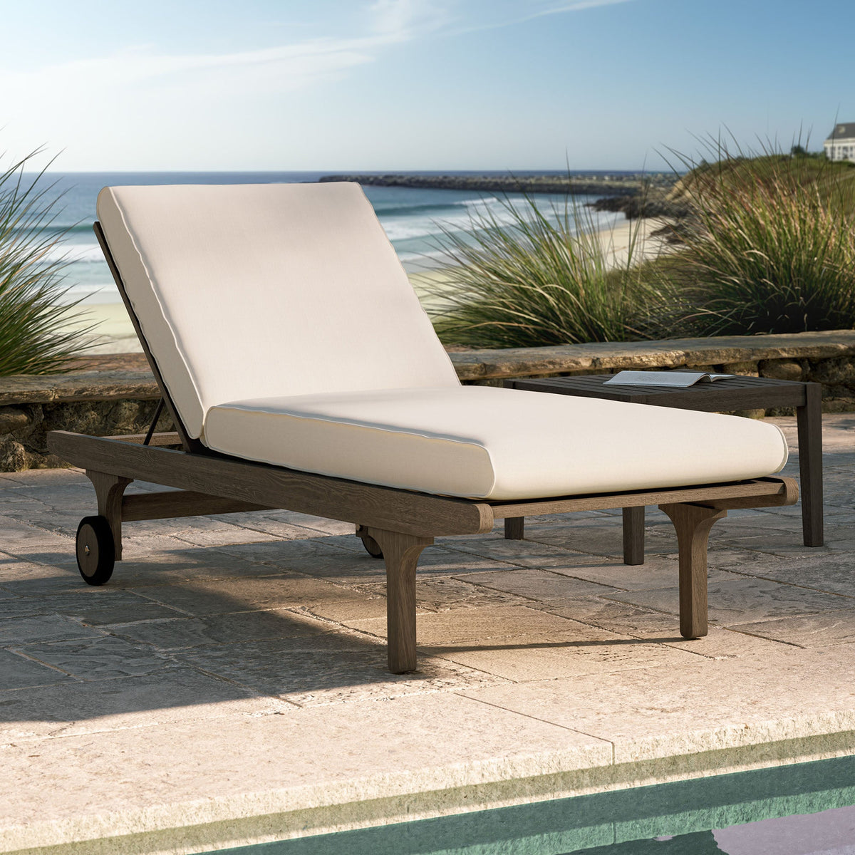 Chaise longue d'extérieur en teck Saratoga