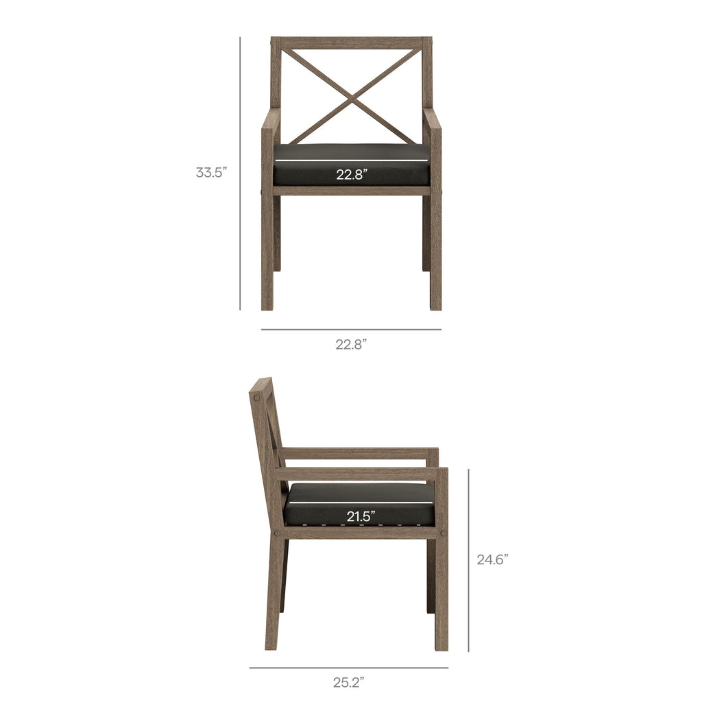 Fauteuil de salle à manger en teck d'extérieur Northlake