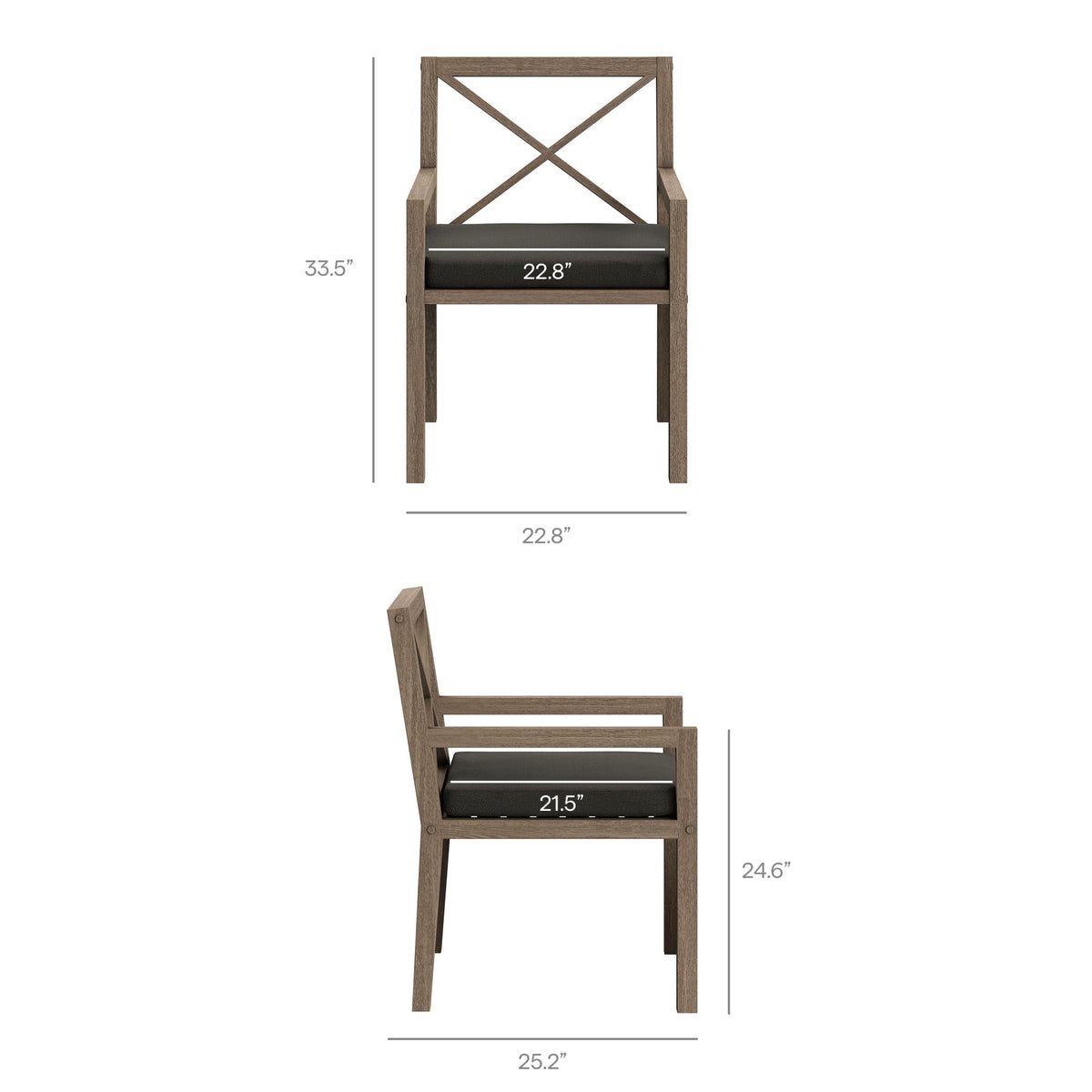Fauteuil de salle à manger en teck d'extérieur Northlake