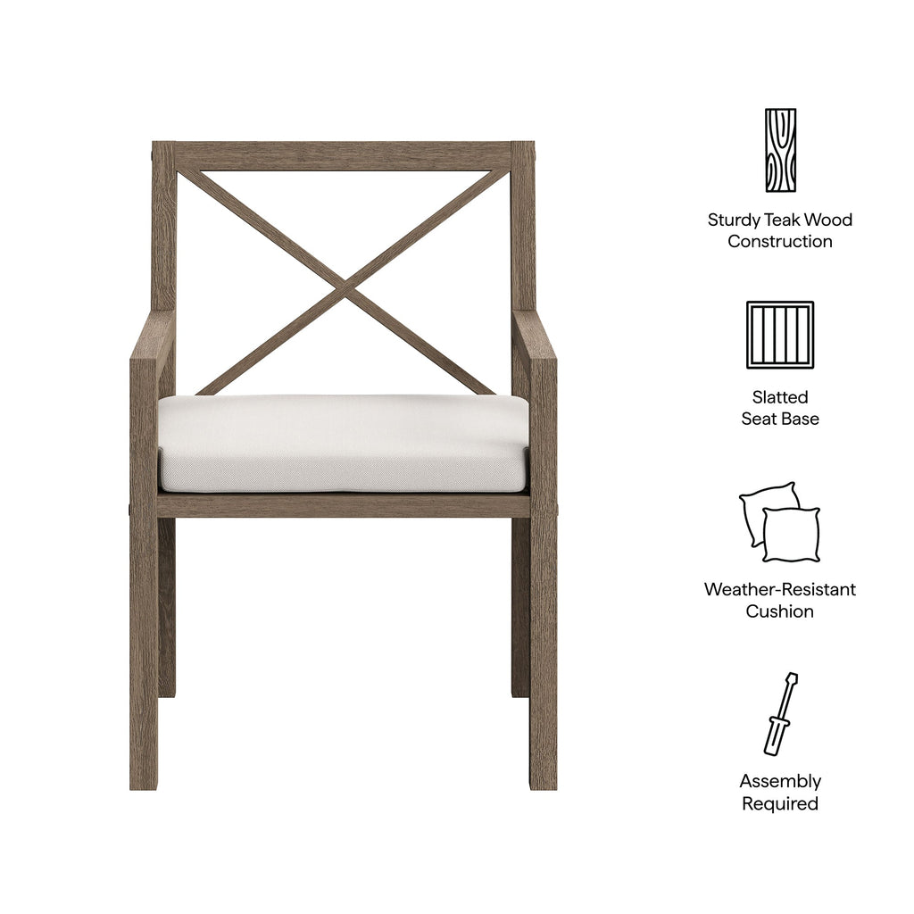 Fauteuil de salle à manger en teck d'extérieur Northlake