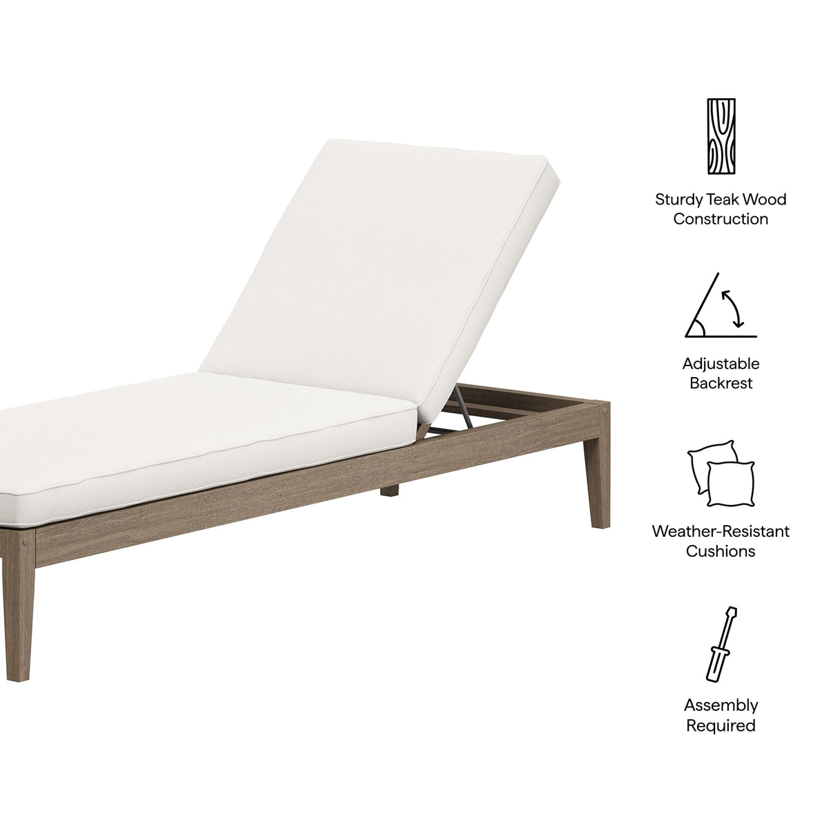 Chaise longue d'extérieur en teck Northlake