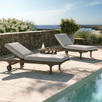 Ensemble de mobilier de jardin 3 pièces avec chaise longue en teck d'extérieur Saratoga