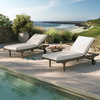 Ensemble de mobilier de jardin 3 pièces avec chaise longue en teck d'extérieur Saratoga