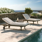 Ensemble de mobilier de jardin 3 pièces avec chaise longue en teck d'extérieur Saratoga