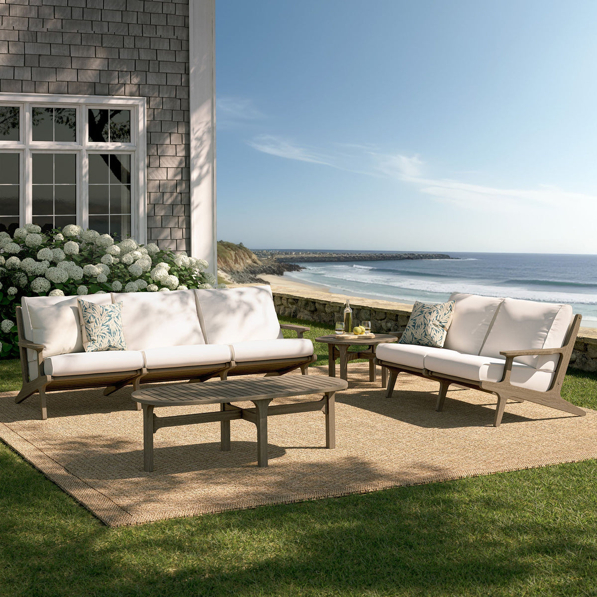Ensemble de mobilier d'extérieur en teck 4 pièces Saratoga