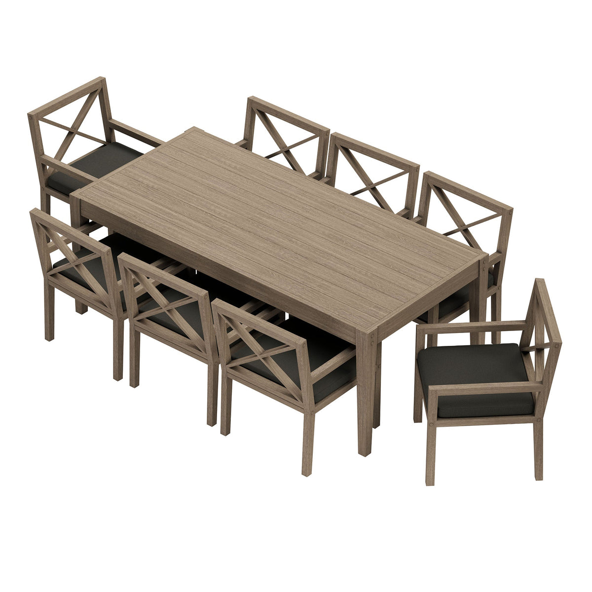 Ensemble de salle à manger d'extérieur 9 pièces en bois de teck Northlake