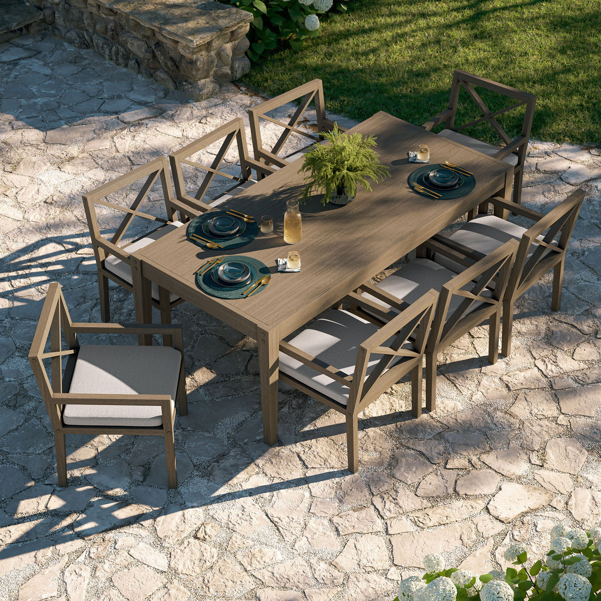 Ensemble de salle à manger d'extérieur 9 pièces en bois de teck Northlake