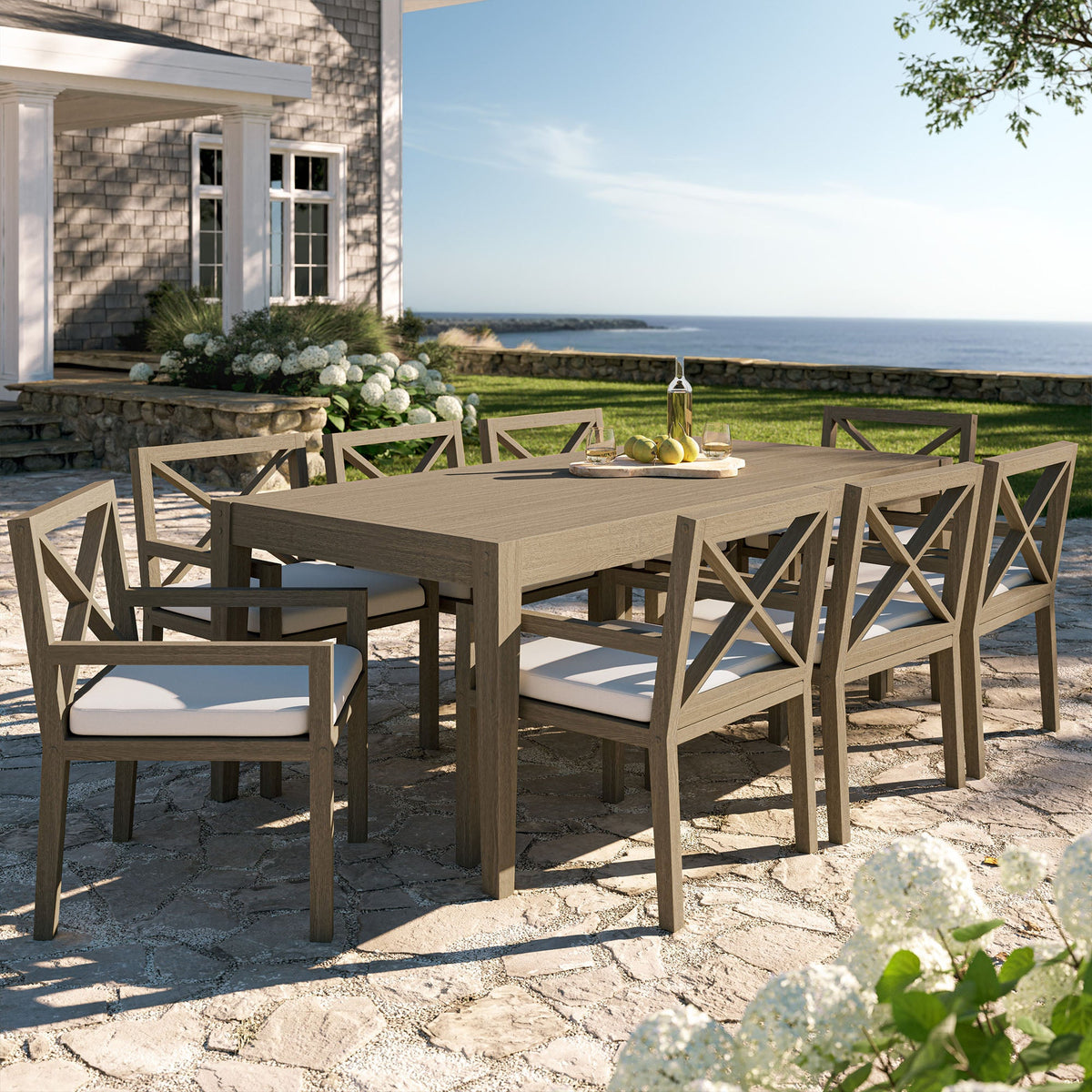 Ensemble de salle à manger d'extérieur 9 pièces en bois de teck Northlake