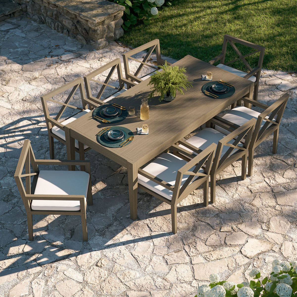 Ensemble de salle à manger d'extérieur 9 pièces en bois de teck Northlake