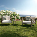 Ensemble de meubles d'extérieur en teck Northlake 3 pièces avec fauteuil et table d'appoint