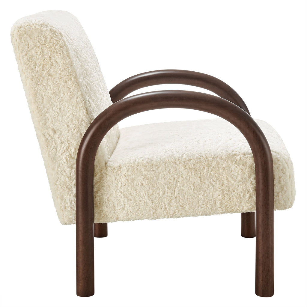 Fauteuil d'appoint Lunet en fausse peau de mouton