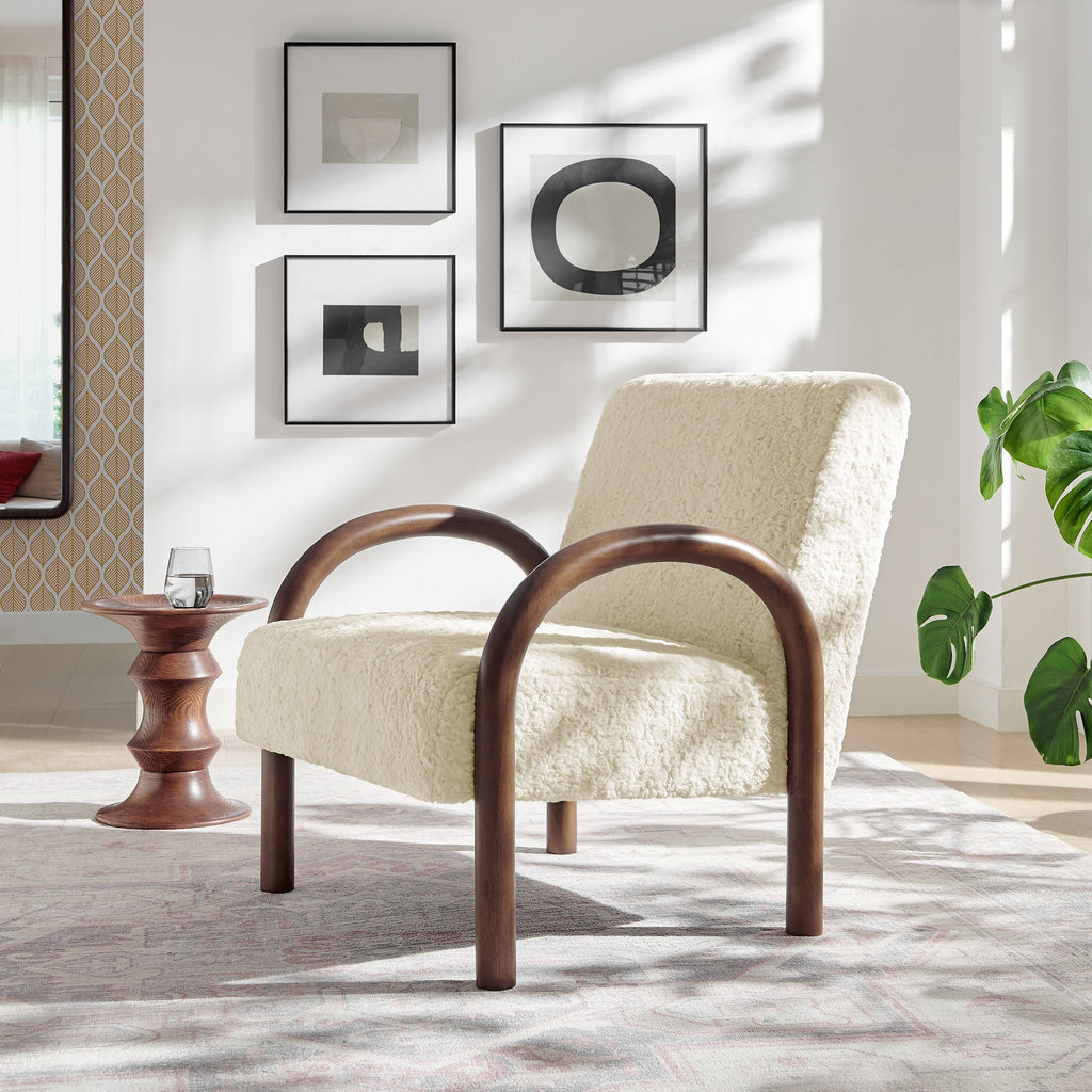 Fauteuil d'appoint Lunet en fausse peau de mouton