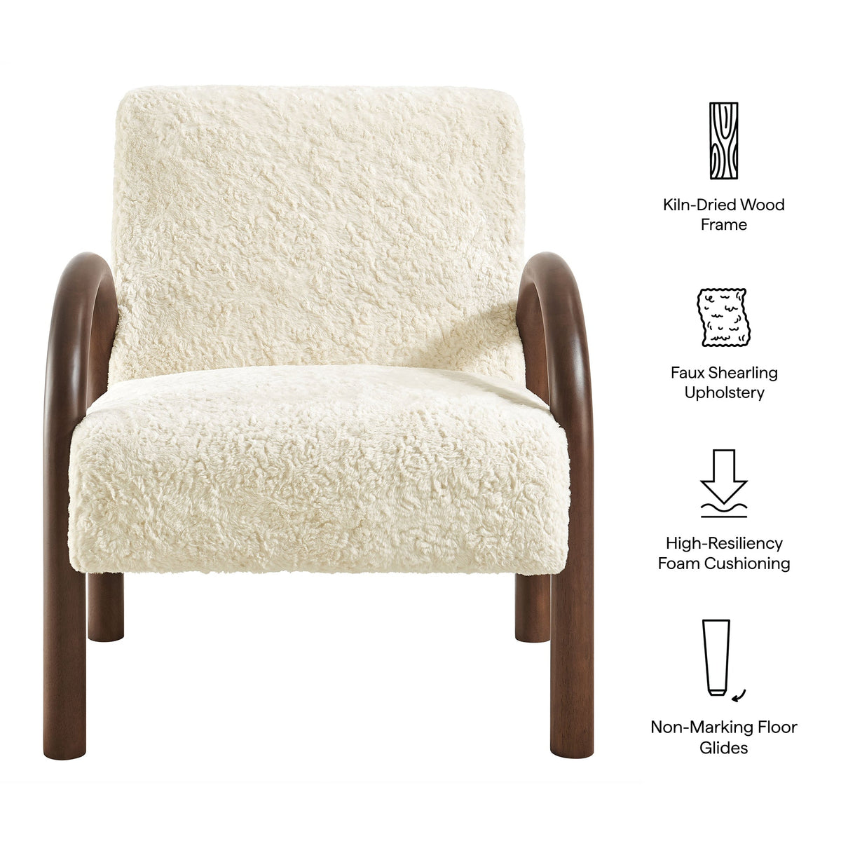 Fauteuil d'appoint Lunet en fausse peau de mouton