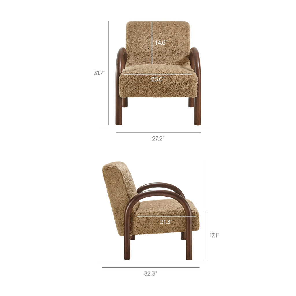 Fauteuil d'appoint Lunet en fausse peau de mouton