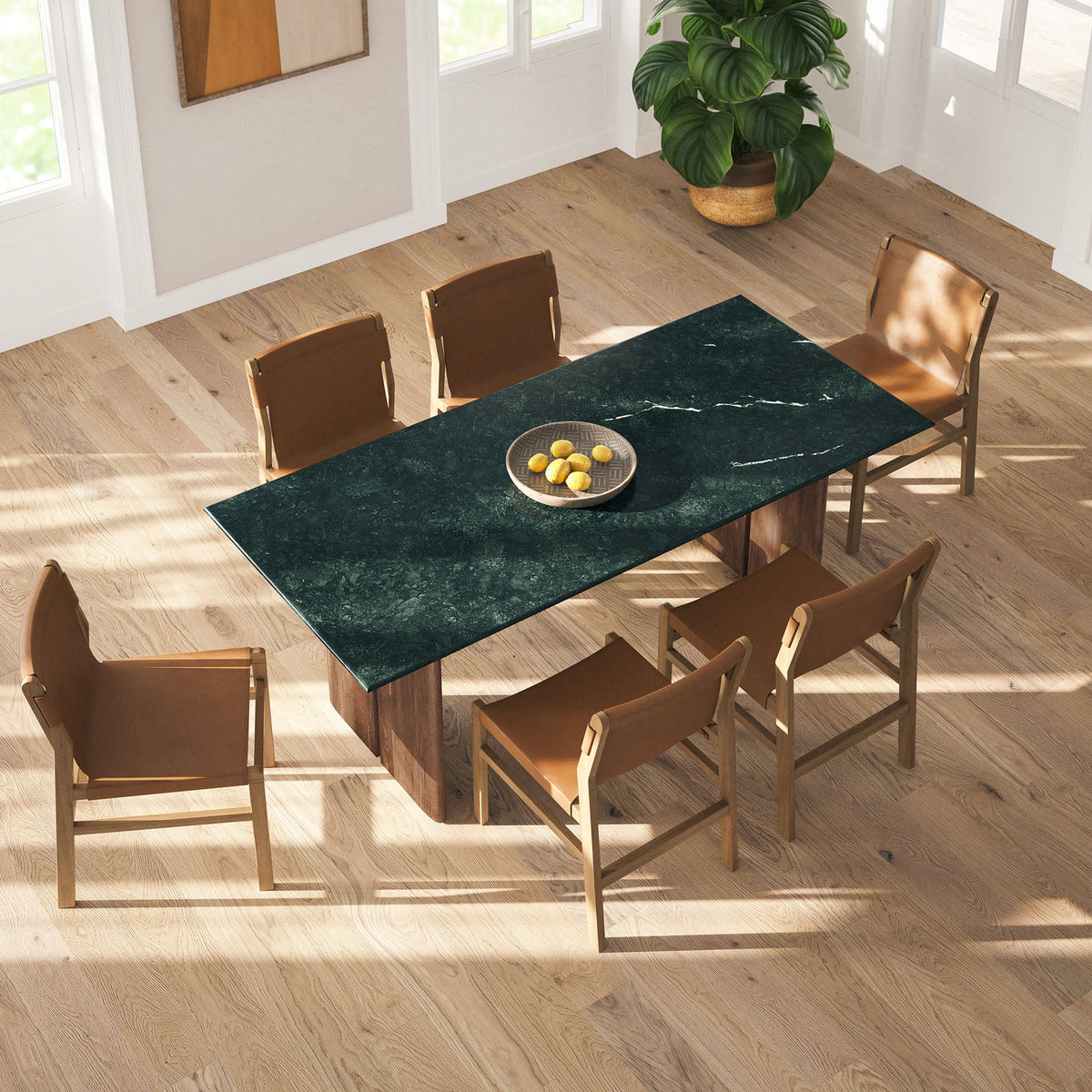 Table à manger Amistad en marbre de 86 pouces