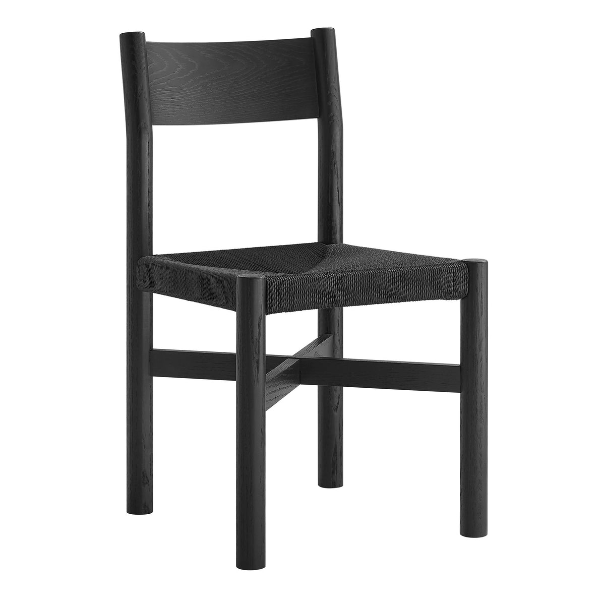 Chaise de salle à manger Alvia en bois de chêne avec assise tressée