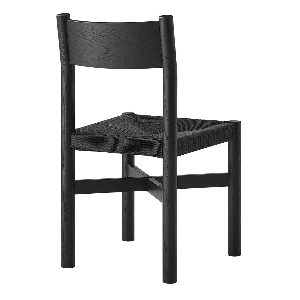 Chaise de salle à manger Alvia en bois de chêne avec assise tressée