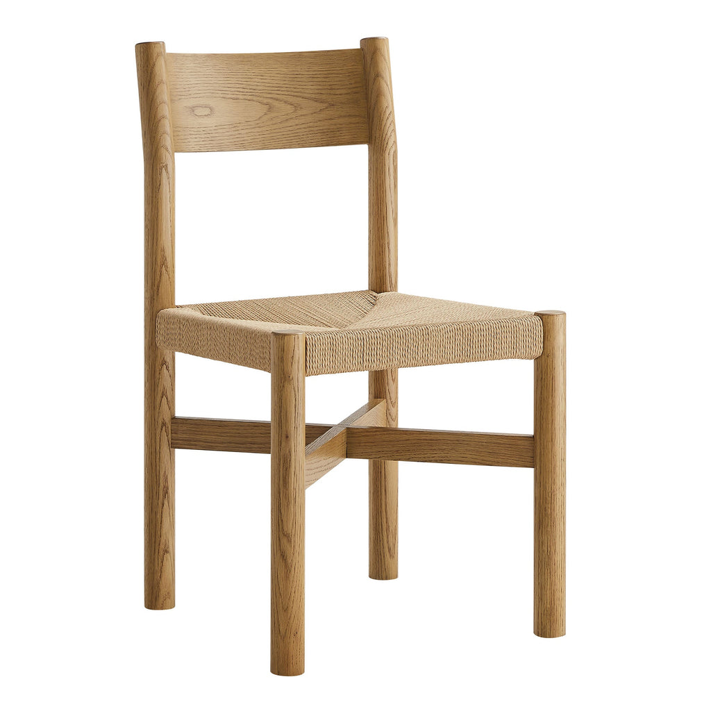 Chaise de salle à manger Alvia en bois de chêne avec assise tressée