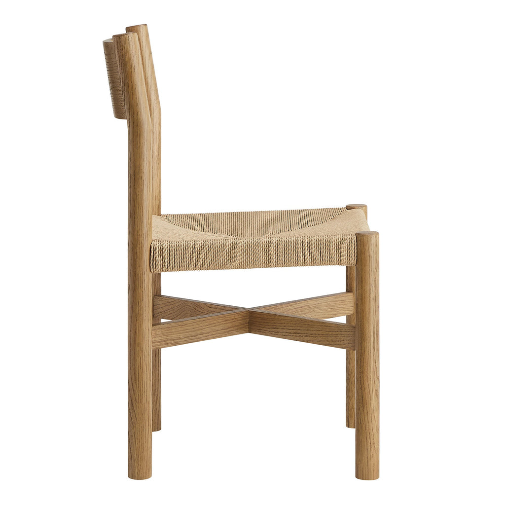Chaise de salle à manger Alvia en bois de chêne avec assise tressée